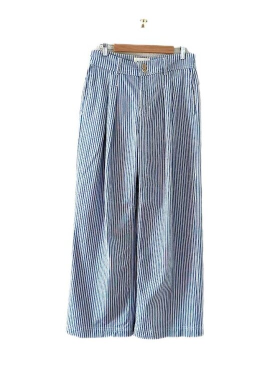 BODEN Brompton Wide leg Trousers Blue Stripe - Picture 2 of 13
